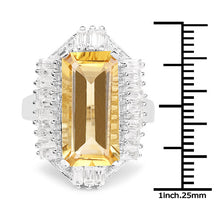 Load image into Gallery viewer, 9.13 Carat Genuine Citrine &amp; White Topaz .925 Sterling Silver Ring
