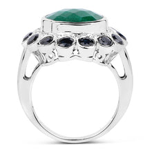 Load image into Gallery viewer, 6.88 Carat Dyed Emerald &amp; Blue Sapphire .925 Sterling Silver Ring
