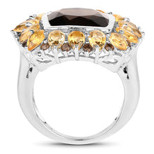 Load image into Gallery viewer, 9.16 Carat Genuine Smoky Quartz &amp; Citrine .925 Sterling Silver Ring
