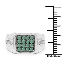 Load image into Gallery viewer, 0.60 Carat Genuine Emerald &amp; White Diamond .925 Sterling Silver Ring
