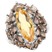 Load image into Gallery viewer, 6.20 Carat Genuine Citrine &amp; Smoky Quartz .925 Sterling Silver Ring
