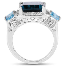 Load image into Gallery viewer, 8.17 Carat Genuine London Blue Topaz and Swiss Blue Topaz .925 Sterling Silver Ring
