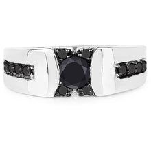 Load image into Gallery viewer, 0.83 Carat Genuine Black Diamond .925 Sterling Silver Ring
