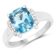 Load image into Gallery viewer, 3.55 Carat Genuine London Blue Topaz &amp; White Topaz .925 Sterling Silver Ring
