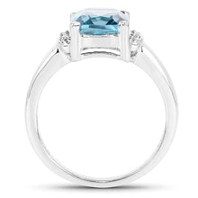 Load image into Gallery viewer, 3.55 Carat Genuine London Blue Topaz &amp; White Topaz .925 Sterling Silver Ring
