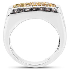 Load image into Gallery viewer, 0.63 Carat Genuine Champagne Diamond and Yellow Diamond .925 Sterling Silver Ring
