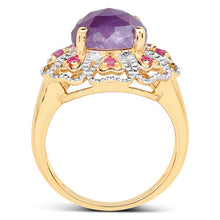 Load image into Gallery viewer, 14K Yellow Gold Plated 5.55 Carat Genuine Pink Sapphire &amp; Ruby .925 Sterling Silver Ring
