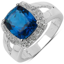 Load image into Gallery viewer, 3.64 Carat Genuine London Blue Topaz and White Topaz .925 Sterling Silver Ring
