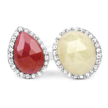 Load image into Gallery viewer, 8.86 Carat Genuine Pink Sapphire and Sapphire White .925 Sterling Silver Ring

