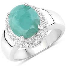 Load image into Gallery viewer, 4.72 Carat Genuine Emerald and White Diamond .925 Sterling Silver Ring
