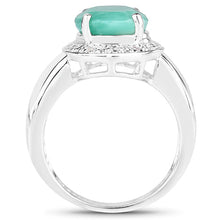 Load image into Gallery viewer, 4.72 Carat Genuine Emerald and White Diamond .925 Sterling Silver Ring
