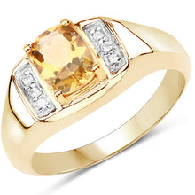 Load image into Gallery viewer, 14K Yellow Gold Plated 1.36 Carat Genuine Citrine &amp; White Topaz .925 Sterling Silver Ring
