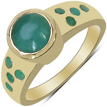 Load image into Gallery viewer, 14K Yellow Gold Plated 1.55 Carat Genuine Emerald &amp; White Diamond .925 Sterling Silver Ring
