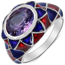 Load image into Gallery viewer, 2.16 Carat Genuine Amethyst &amp; White Diamond .925 Sterling Silver Ring
