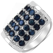 Load image into Gallery viewer, 3.51 Carat Genuine Blue Sapphire &amp; White Diamond .925 Sterling Silver Ring
