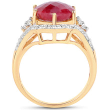 Load image into Gallery viewer, 14K Yellow Gold Plated 6.91 Carat Dyed Ruby and White Topaz .925 Sterling Silver Ring
