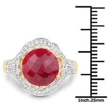 Load image into Gallery viewer, 14K Yellow Gold Plated 6.91 Carat Dyed Ruby and White Topaz .925 Sterling Silver Ring
