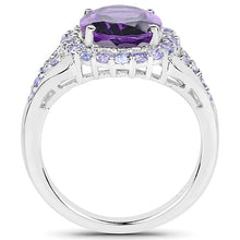 Load image into Gallery viewer, 5.90 Carat Genuine Amethyst and Tanzanite .925 Sterling Silver Ring
