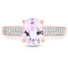 Load image into Gallery viewer, 14K Rose Gold Plated 2.91 Carat Genuine Kunzite and White Zircon .925 Sterling Silver Ring
