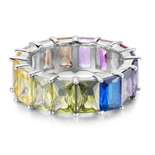 Load image into Gallery viewer, Rainbow Emerald Eternity Band
