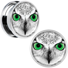 Load image into Gallery viewer, Black White Owl Steel Screw Fit Plug Set 18mm

