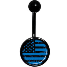 Load image into Gallery viewer, Blue American Flag Black Belly Ring
