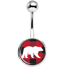 Load image into Gallery viewer, Red Black Plaid Polar Bear Belly Ring
