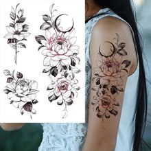 Load image into Gallery viewer, Realistic Big Flower Temporary Waterproof Sticker Tattoos For Body Painting Arm Legs Fake Black Rose Tattoos For Womens
