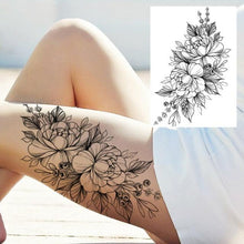 Load image into Gallery viewer, Realistic Big Flower Temporary Waterproof Sticker Tattoos For Body Painting Arm Legs Fake Black Rose Tattoos For Womens
