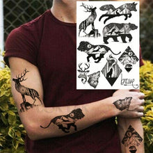 Load image into Gallery viewer, Realistic Black Temporary Small Big Tattoos Space Planets Animals Tatoos Waterproof  Face Hands Tattoos For Girls Mens
