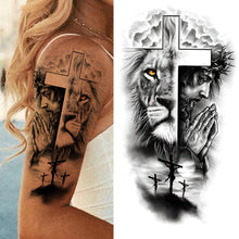 Load image into Gallery viewer, Realistic Full Arm Temporary Tattoos Sleeve Fake Tatoos Warrior Lion Tiger Flower Waterproof Tattoo Stickers For Womens Mens

