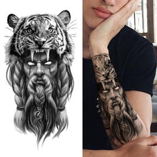 Load image into Gallery viewer, Realistic Full Arm Temporary Tattoos Sleeve Fake Tatoos Warrior Lion Tiger Flower Waterproof Tattoo Stickers For Womens Mens
