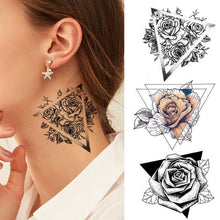 Load image into Gallery viewer, Realistic Sketches Black Flowers Temporary Waterproof Flower Tattoos Modern Body Arm Drawing For Womens
