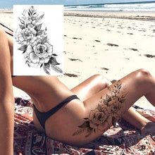 Load image into Gallery viewer, Realistic Tattoos Temporary Womens Flower Sticker Tattoos Waterproof Women Body Art Fake Legs Tattoo Stickers
