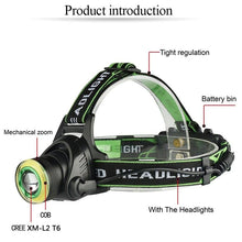 Load image into Gallery viewer, Rechargeable Adjustable 10000LM Led Headlamp Micro USB Charger Flashlight Head Lamp Portable Light Torch Flashlight For Night Work Camping Hiking  Walking
