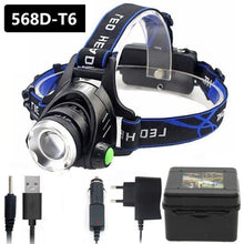 Load image into Gallery viewer, Rechargeable Adjustable 10000LM Led Headlamp Micro USB Charger Flashlight Head Lamp Portable Light Torch Flashlight For Night Work Camping Hiking  Walking
