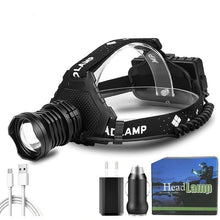 Load image into Gallery viewer, Rechargeable Adjustable Brightest Zoomable Powerful XHP160 LED Headlamp Waterproof Headlight  Power Bank 18650 Battery Headlamps For Hiking Camping Fishing Running
