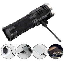 Load image into Gallery viewer, Rechargeable Adjustable  Flashlight High Lumen Powerful Waterproof Portable Cree USB LED Super Bright Flashlight Pocket Size Torch Light For Camping Hiking Riding
