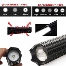Load image into Gallery viewer, Rechargeable Adjustable LED Flashlights High Lumen Super Bright Handheld Waterproof Zoomable Portable Flashlight For Outdoor Baseball Bat Hiking CampingSelf Defense
