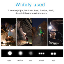 Load image into Gallery viewer, Rechargeable Adjustable Led Flashlights With High Lumen With Battery Display Super Bright Waterproof Flashlight  5 Lighting Modes For Adventure Hiking Camping Hunting New Design

