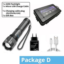 Load image into Gallery viewer, Rechargeable Adjustable Led Flashlights With High Lumen With Battery Display Super Bright Waterproof Flashlight  5 Lighting Modes For Adventure Hiking Camping Hunting New Design
