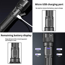 Load image into Gallery viewer, Rechargeable Adjustable Led Flashlights With High Lumen With Battery Display Super Bright Waterproof Flashlight  5 Lighting Modes For Adventure Hiking Camping Hunting New Design
