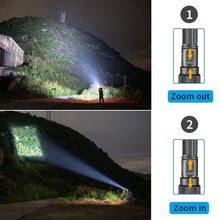 Load image into Gallery viewer, Rechargeable Adjustable Led Flashlights With High Lumen With Battery Display Super Bright Waterproof Flashlight  5 Lighting Modes For Adventure Hiking Camping Hunting New Design
