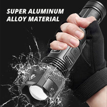Load image into Gallery viewer, Rechargeable Adjustable Led Flashlights With High Lumen With Battery Display Super Bright Waterproof Flashlight  5 Lighting Modes For Adventure Hiking Camping Hunting New Design
