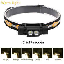 Load image into Gallery viewer, Rechargeable  Adjustable LED Power Headlamp USB Flashlight Waterproof  Headlight Torch  Light Work Lamp  For Outdoors Camping Running  Survival Hiking
