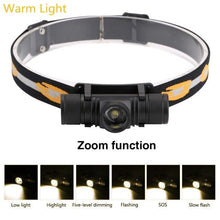 Load image into Gallery viewer, Rechargeable  Adjustable LED Power Headlamp USB Flashlight Waterproof  Headlight Torch  Light Work Lamp  For Outdoors Camping Running  Survival Hiking
