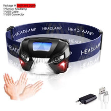 Load image into Gallery viewer, Rechargeable Adjustable LED USB Headlamp 10000Lm Powerfull Adjustable Waterproof Headlight Body Motion Sensor Head Flashlight For Outdoor Hiking Camping Torch Light Lamp
