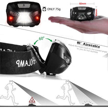 Load image into Gallery viewer, Rechargeable Adjustable  LED USB Headlight Powerfull Elastic High Lumens Headband Headlamp Motion Sensor Flashlight For Adults Kids Running Camping Hiking Camping
