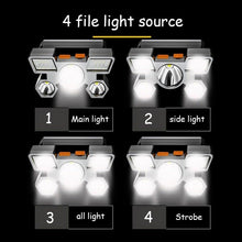 Load image into Gallery viewer, Rechargeable Adjustable  USB 5LED Headlamp with High Lumen Handsfree Waterproof Portable Ability Focusing Ring Headlight Flashlight  Torchlight For Outdoor  Camping Hiking Running Headlight

