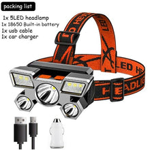 Load image into Gallery viewer, Rechargeable Adjustable  USB 5LED Headlamp with High Lumen Handsfree Waterproof Portable Ability Focusing Ring Headlight Flashlight  Torchlight For Outdoor  Camping Hiking Running Headlight
